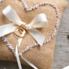 Cuscino porta fedi juta con cuore wedding